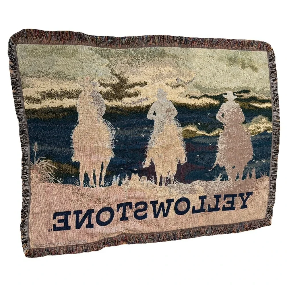 Yellowstone TV Series Dutton Ranch Woven Tapestry Throw Blanket Western 61